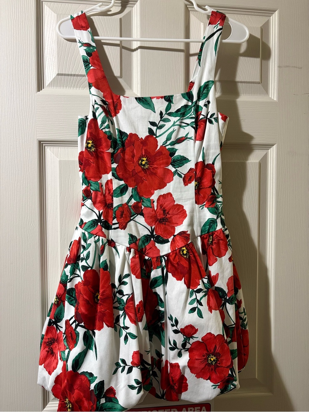 Jessica Simpson White Mini Dress with Red Floral Print